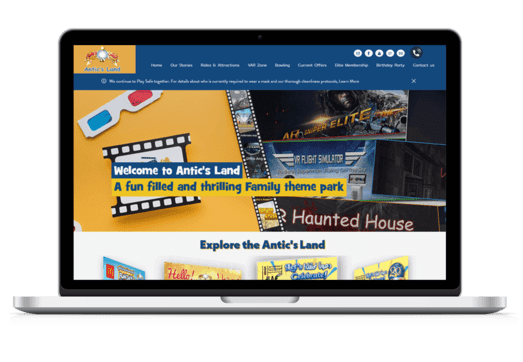 Antics Land entertainment website